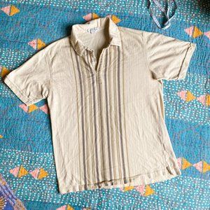 VINTAGE Geoffrey Beene Striped Dadcore Collared Shirt - Size L